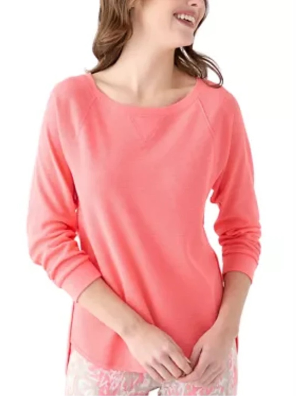DKNY Sport Coral Waffle Tee- Size Large- 3/4 Sleeve Tunic Top